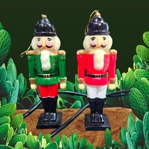 2 Nutcracker Soldier Ornaments Vintage Awesome 60s 70s Cake Topper 😊 Christmas